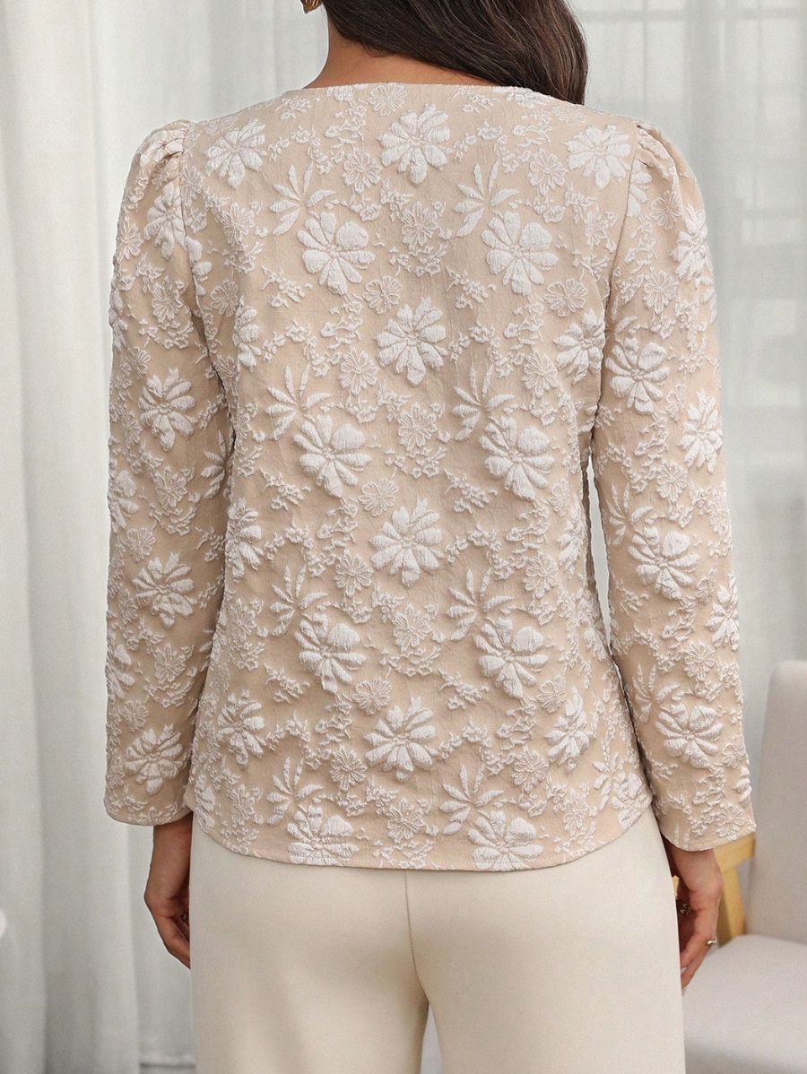 Blusa Manga Larga Con Bordado Floral Blusa 03 ZAPRINI S 
