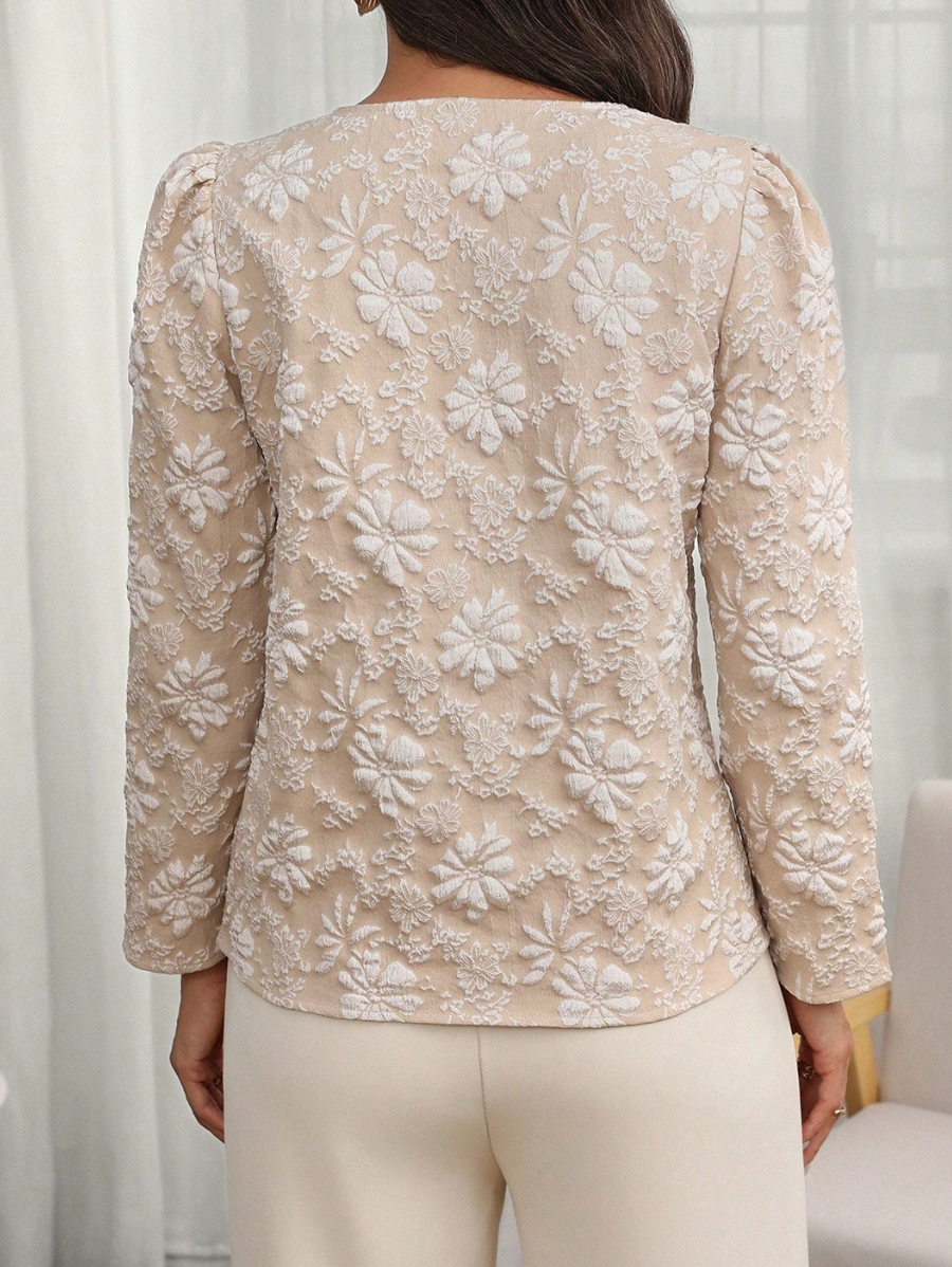 Blusa Manga Larga Con Bordado Floral