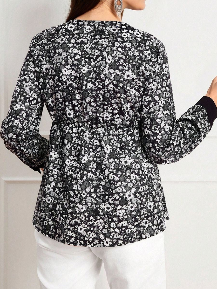 Blusa Manga Larga Con Estampado Floral Blusa 16 ZAPRINI 