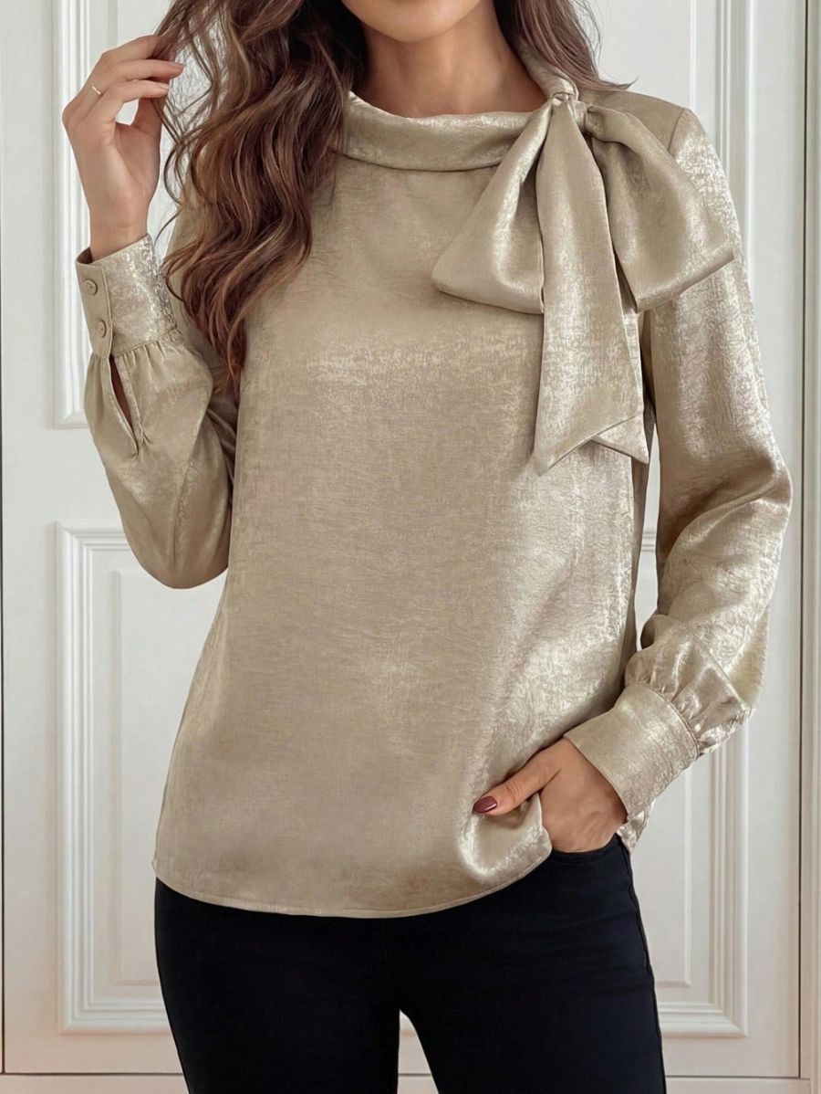 Blusa Manga Larga Con Lazo Blusa 01 ZAPRINI S 