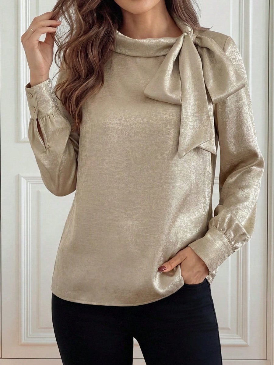 Blusa Manga Larga Con Lazo