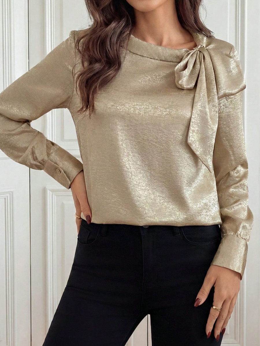 Blusa Manga Larga Con Lazo