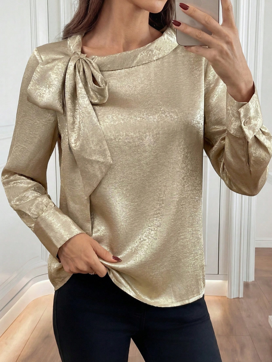 Blusa Manga Larga Con Lazo