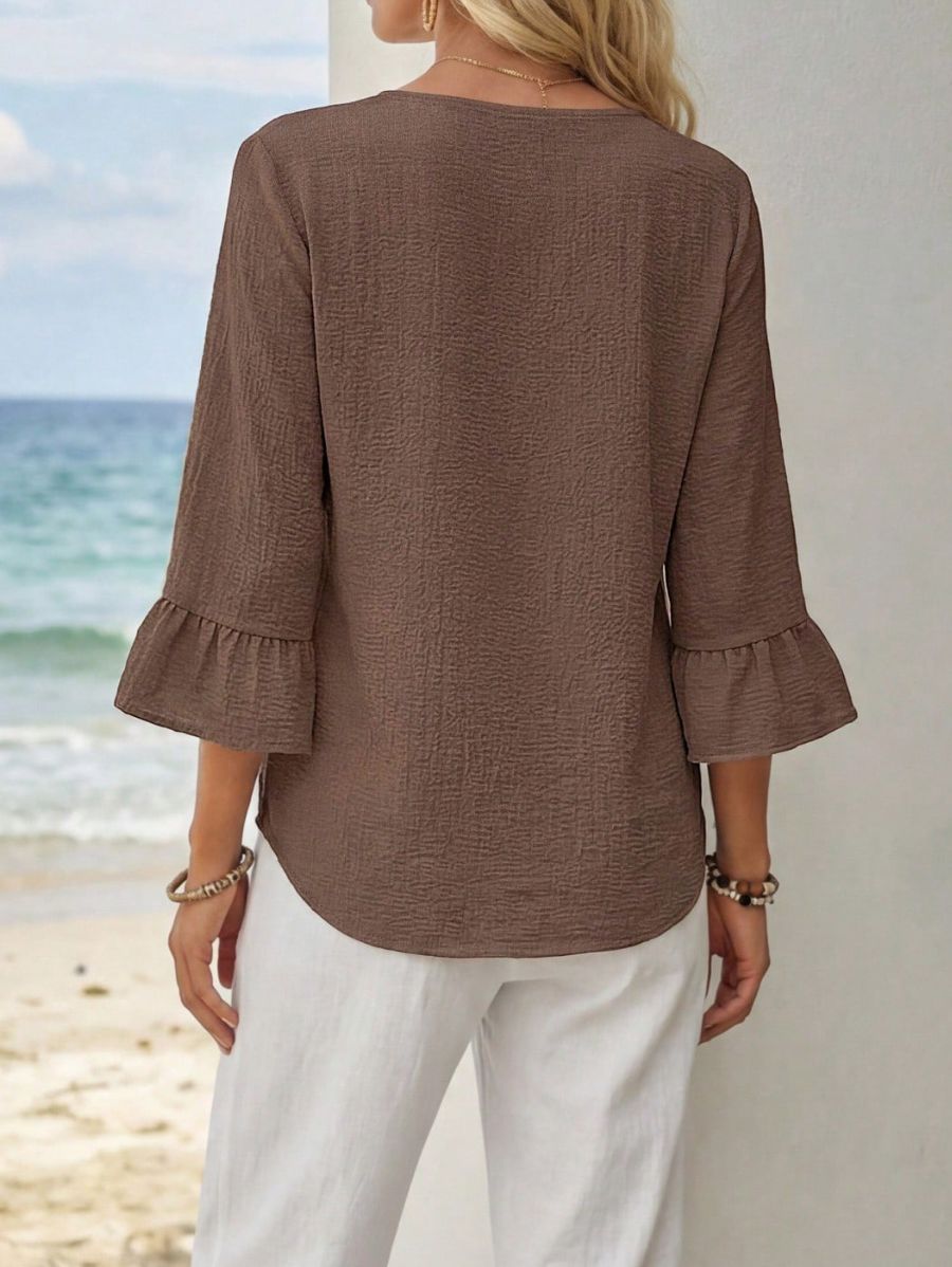 Blusa Unicolor Con Cuello Redondo Blusa 15 ZAPRINI 