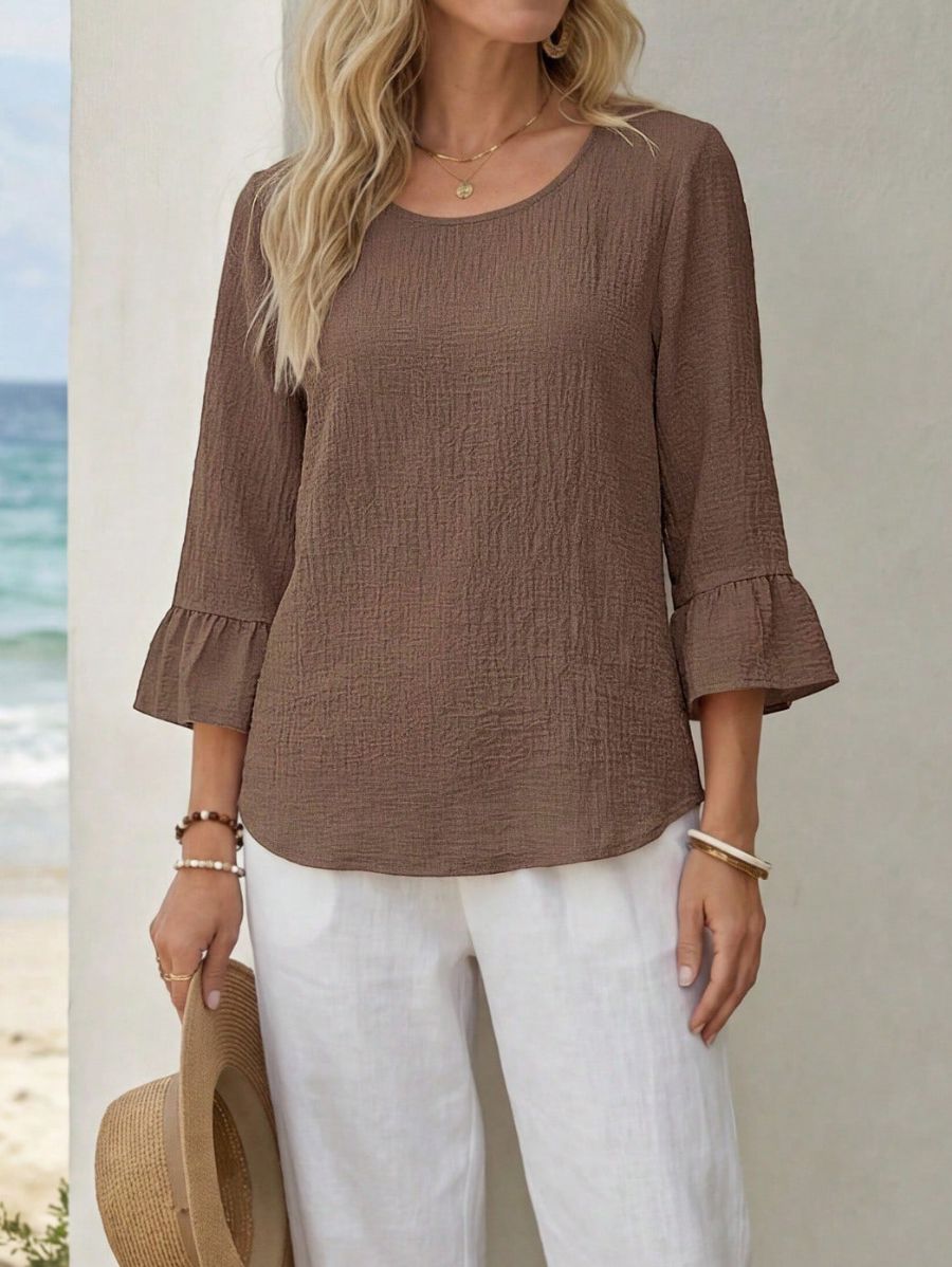 Blusa Unicolor Con Cuello Redondo Blusa 15 ZAPRINI 