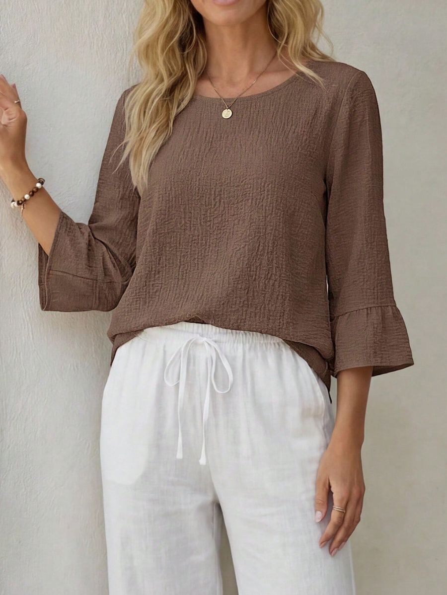 Blusa Unicolor Con Cuello Redondo Blusa 15 ZAPRINI 