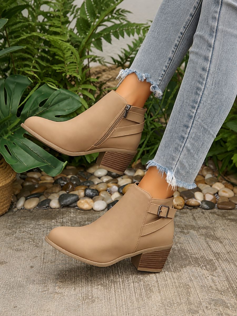 Botas De Tacón Con Cierra y Hebilla Bota 30 ZAPRINI Beige 34 