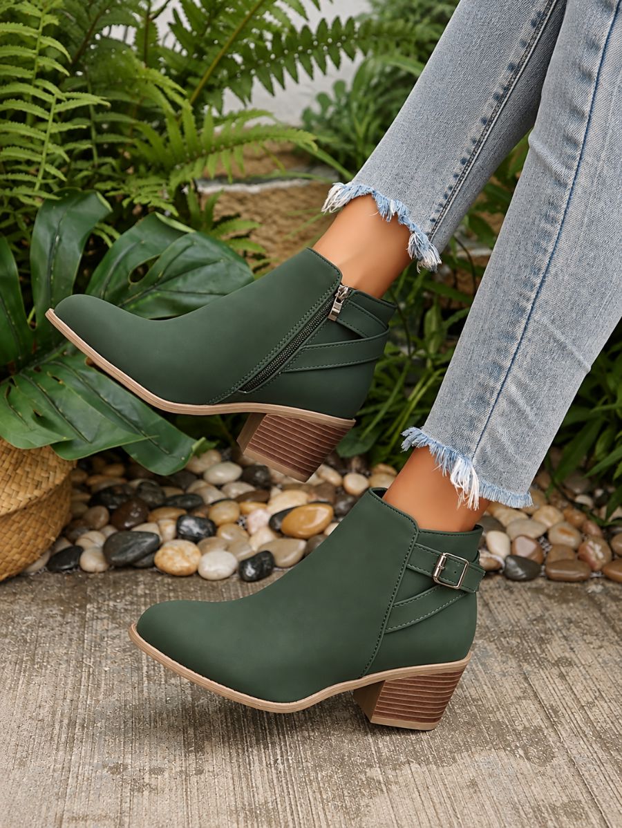 Botas De Tacón Con Cierra y Hebilla Bota 30 ZAPRINI Verde 34 