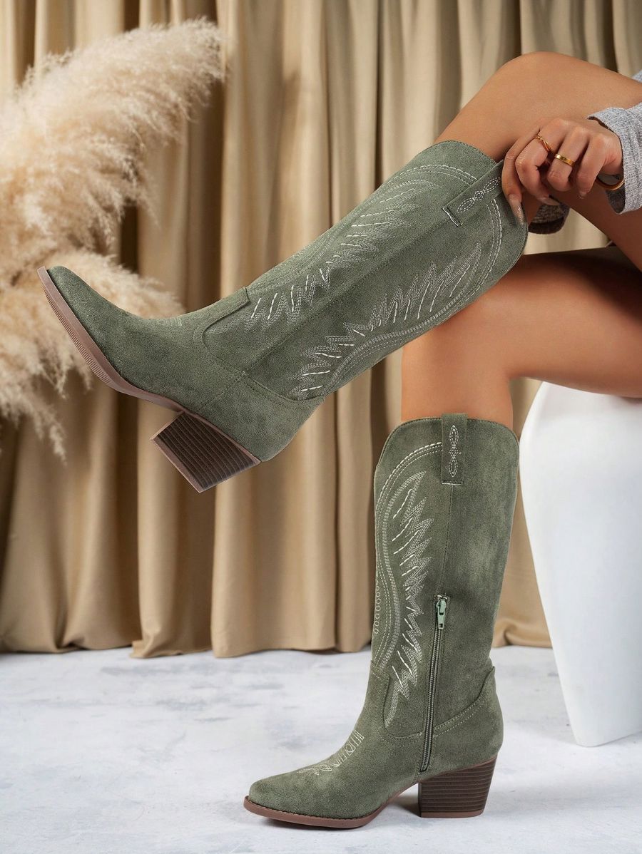 Botas Texanas Con Bordado Bota 31 ZAPRINI Verde 34 
