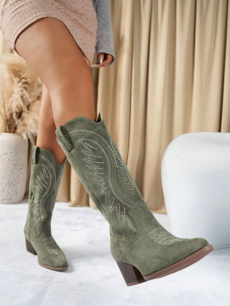 Botas Texanas Con Bordado Bota 31 ZAPRINI Verde 34 