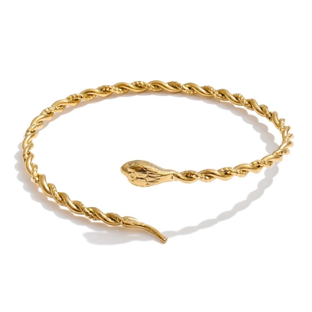Brazalete Abierto Con Diseño De Serpiente Enchapado En Oro 18K Brazalete 05 ZAPRINI Oro 