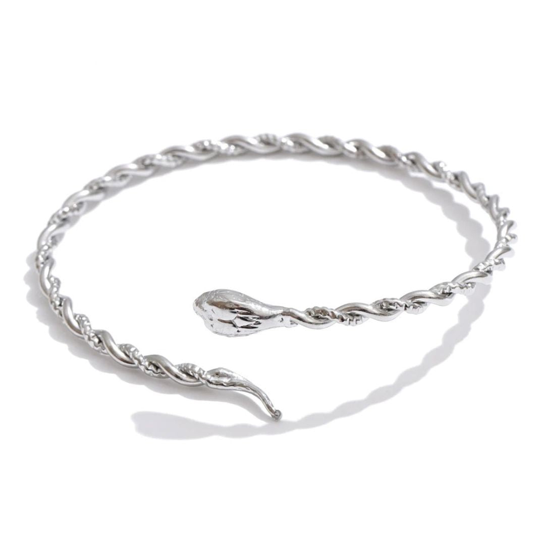 Brazalete Abierto Con Diseño De Serpiente Enchapado En Oro 18K Brazalete 05 ZAPRINI Plata 