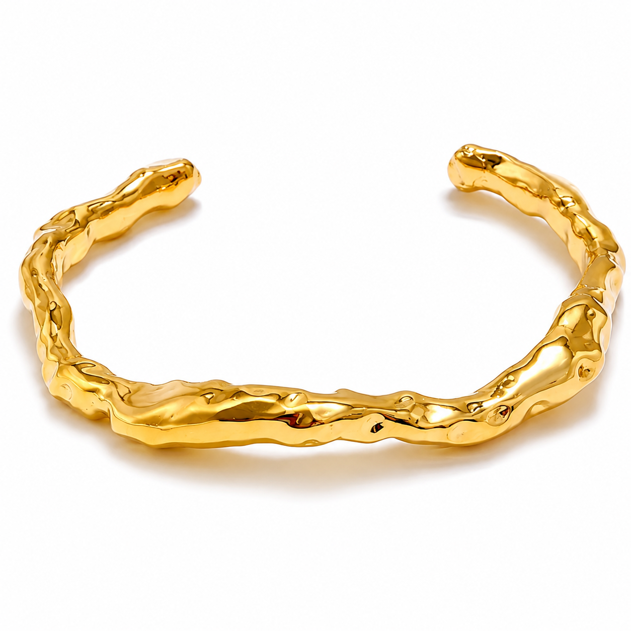 Brazalete Abierto Con Textura Enchapado En Oro 18K
