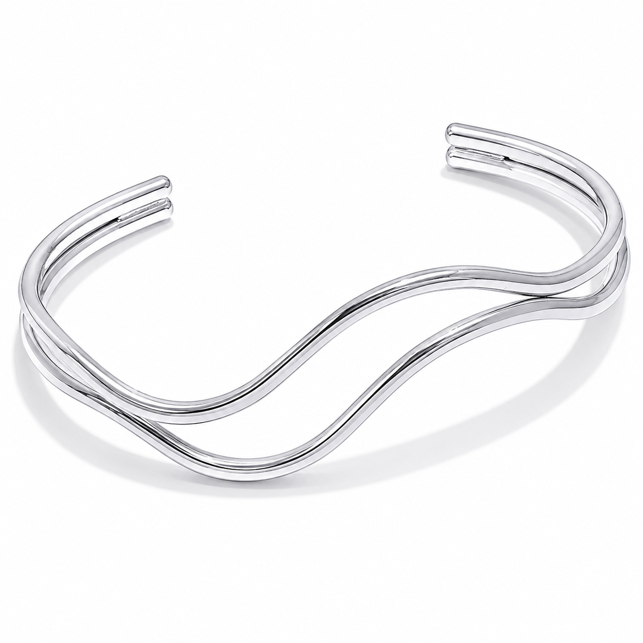 Brazalete Abierto Doble Enchapado En Oro 18K