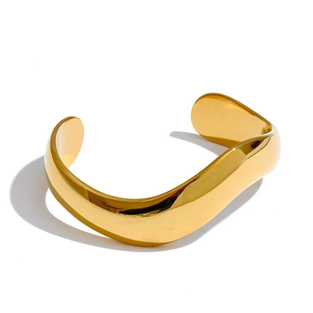 Brazalete Abierto Minimalista Enchapado En Oro 18K Brazalete 01 ZAPRINI Oro 