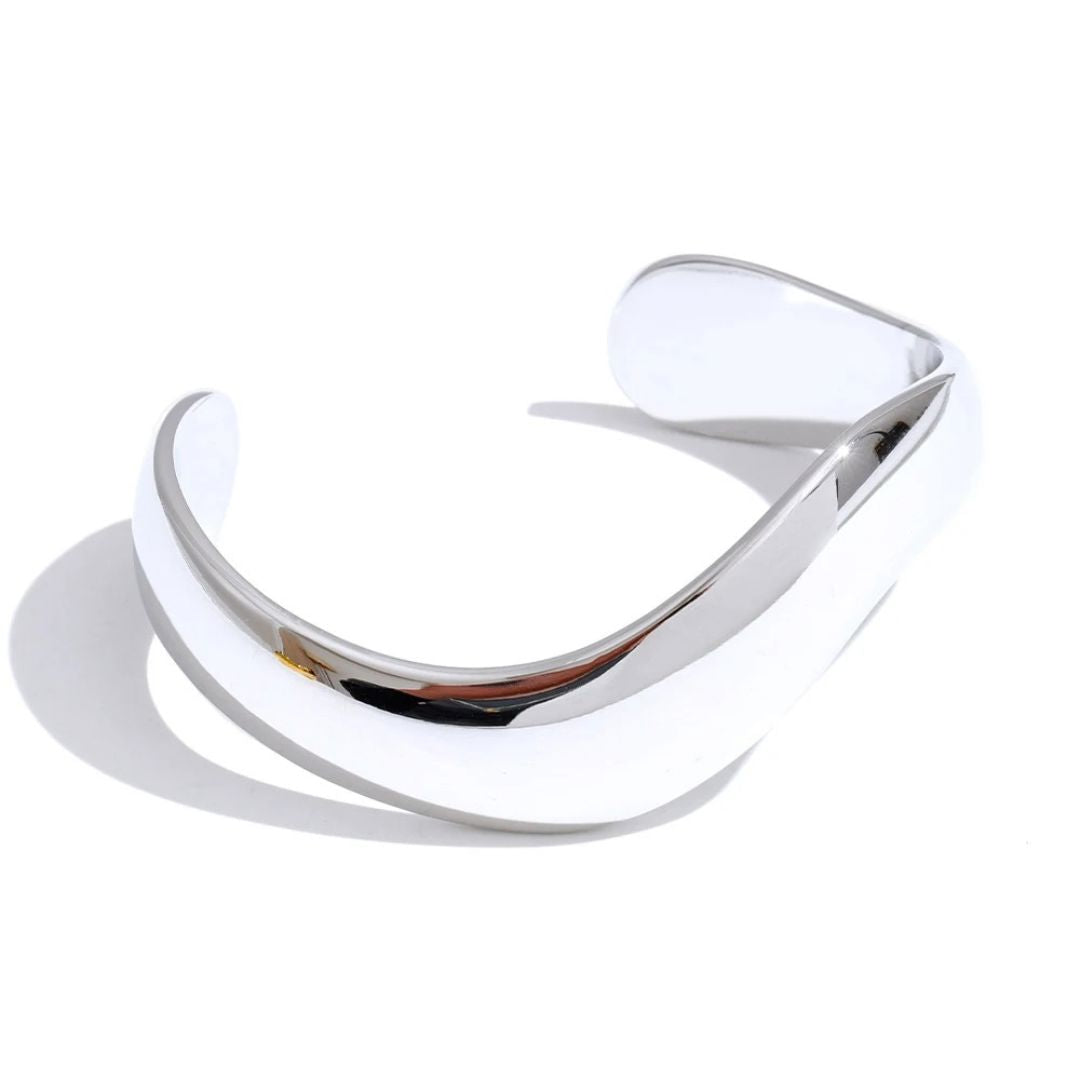 Brazalete Abierto Minimalista Enchapado En Oro 18K Brazalete 01 ZAPRINI Plata 