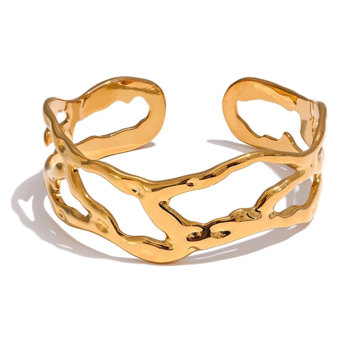 Brazalete Ancho Hueco Enchapado En Oro 18K Brazalete 06 ZAPRINI Oro 