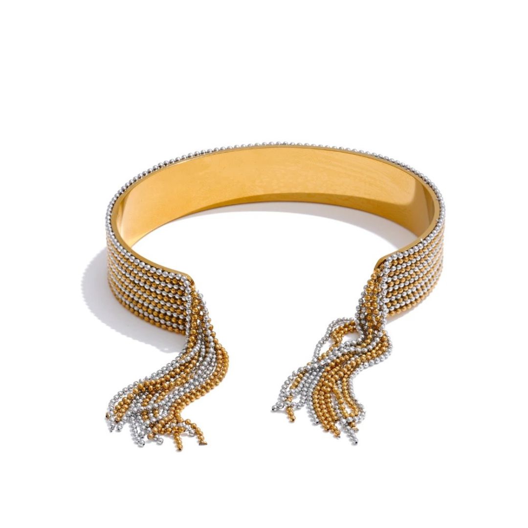 Brazalete Con Borlas Enchapado En Oro 18K Brazalete 01 ZAPRINI Oro y Plata 