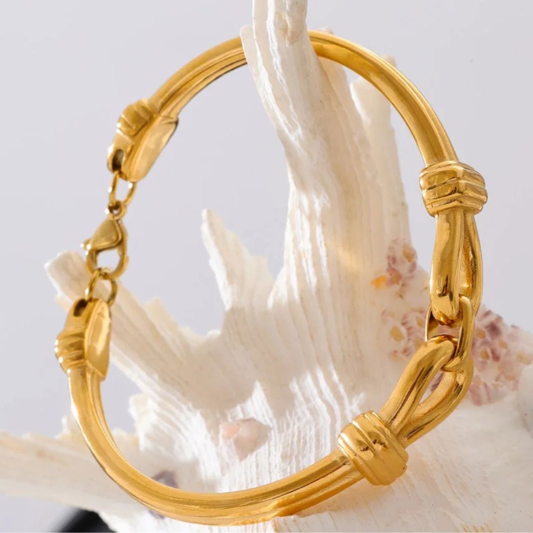 Brazalete Con Nudo De Textura Enchapado En Oro 18K Brazalete 03 ZAPRINI Oro 