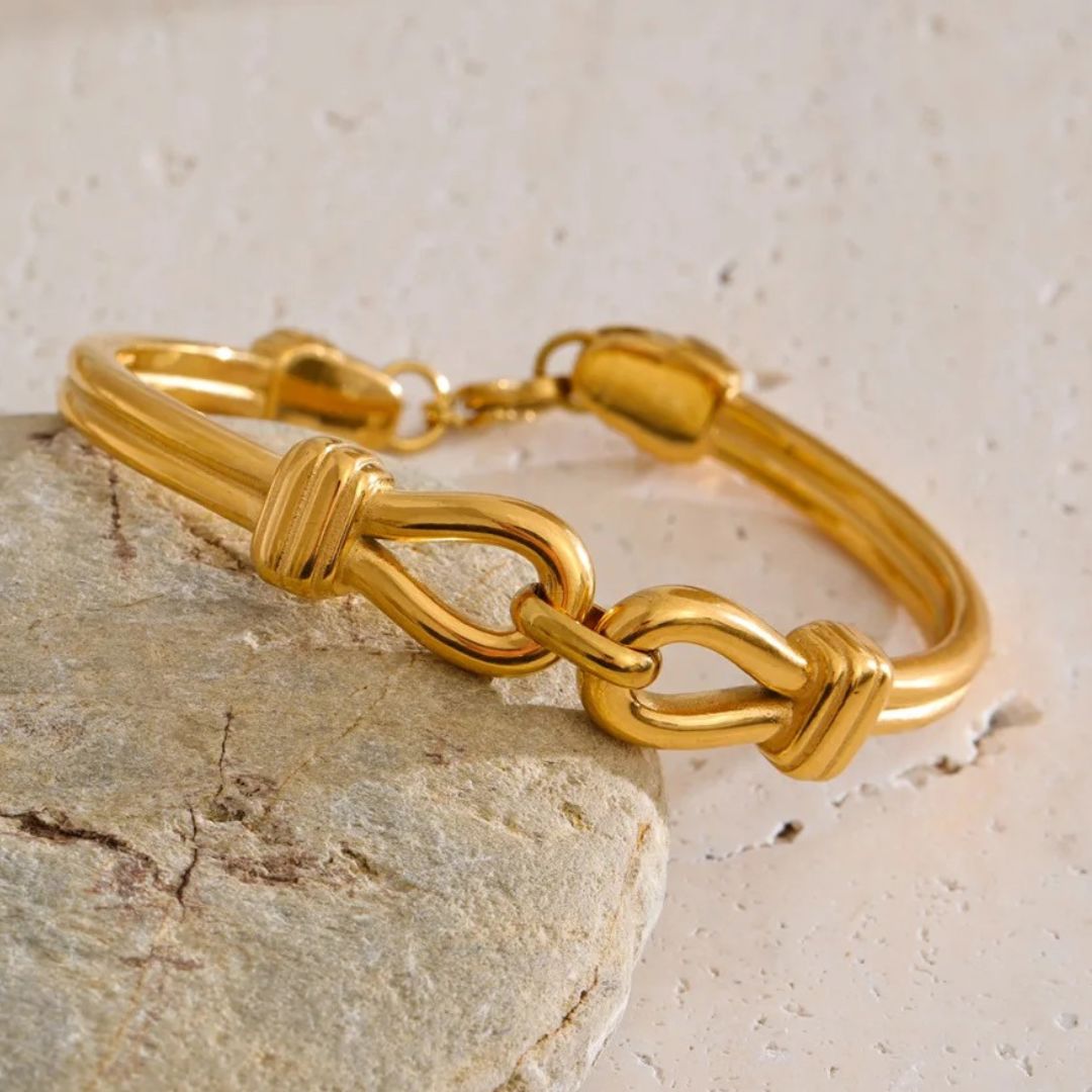 Brazalete Con Nudo De Textura Enchapado En Oro 18K Brazalete 03 ZAPRINI 