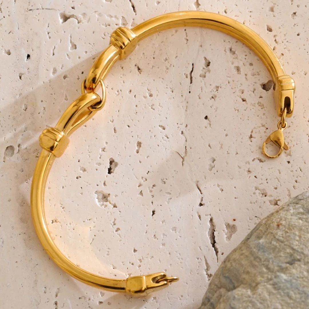 Brazalete Con Nudo De Textura Enchapado En Oro 18K Brazalete 03 ZAPRINI 