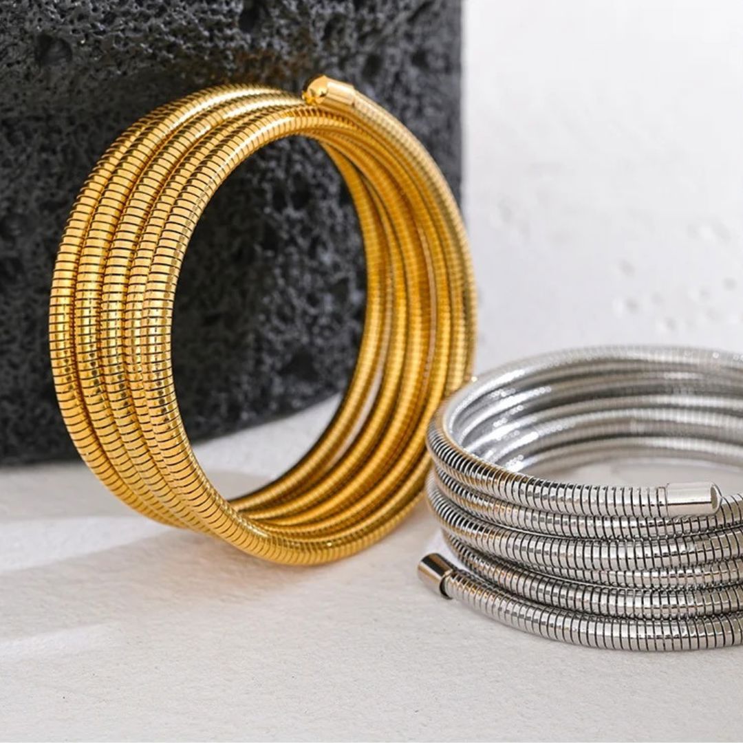 Brazalete Envolvente Multicapa Enchapado En Oro 18K Brazalete 02 ZAPRINI 