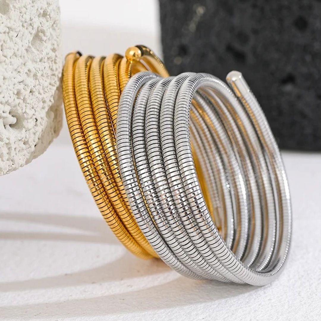 Brazalete Envolvente Multicapa Enchapado En Oro 18K Brazalete 02 ZAPRINI 
