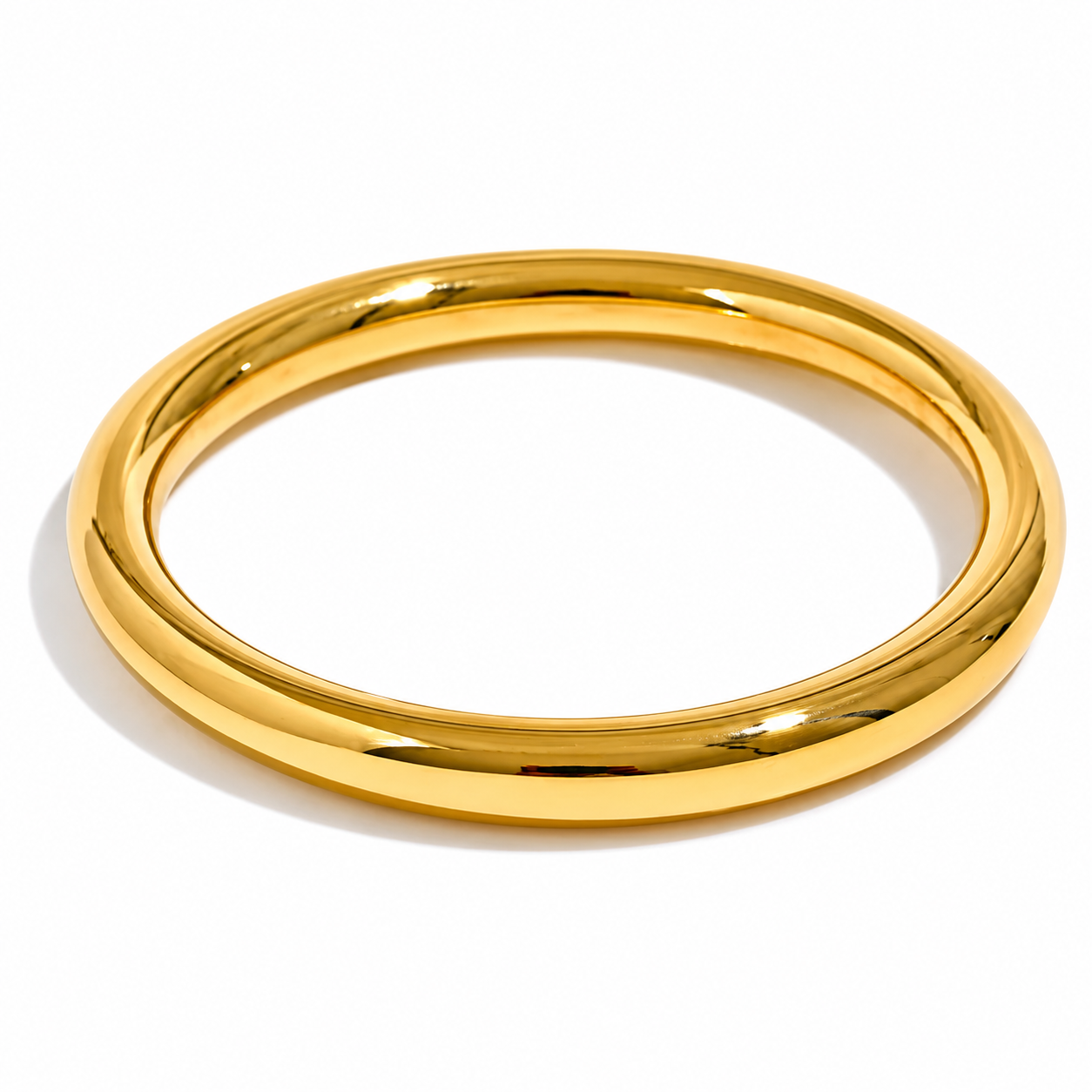 Brazalete Pulido Minimalista Enchapado En Oro 18K