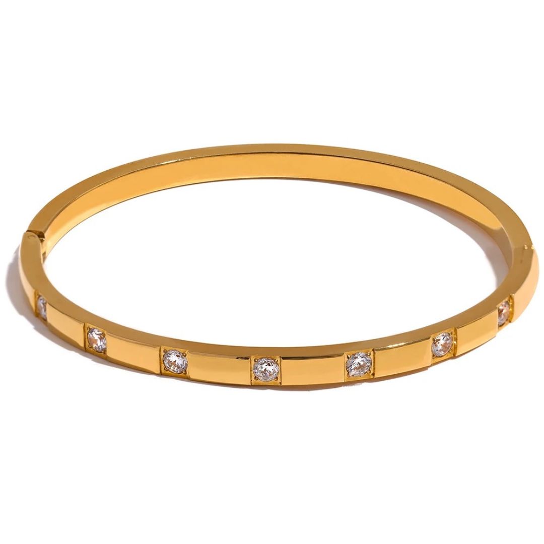 Brazalete Rígido Con Circonias Enchapado En Oro 18K Brazalete 03 ZAPRINI Oro 