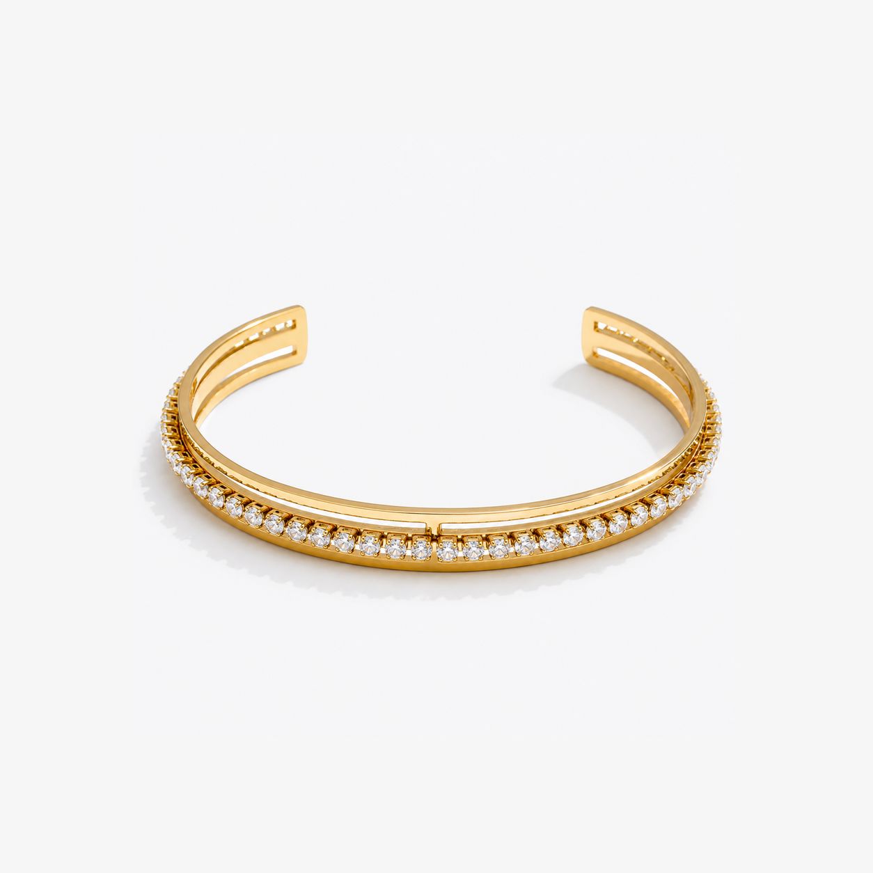 Brazalete Abierto Con Riviera Enchapado En Oro 18K Brazalete 15 ZAPRINI Oro 