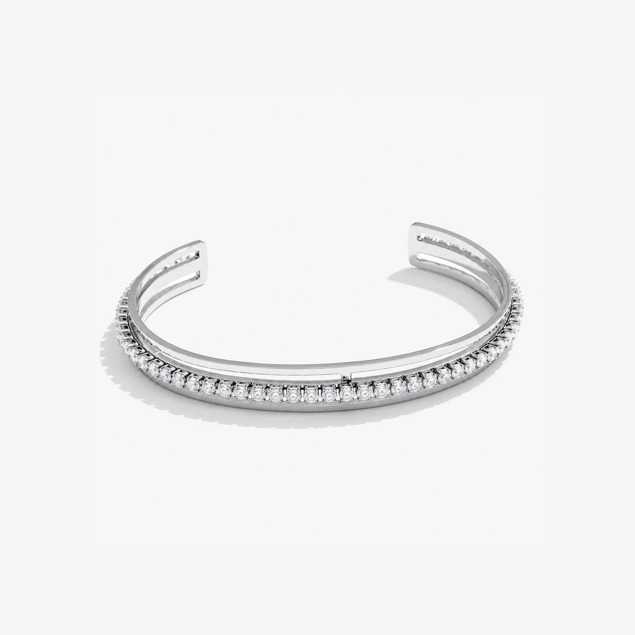 Brazalete Abierto Con Riviera Enchapado En Oro 18K Brazalete 15 ZAPRINI Plata 