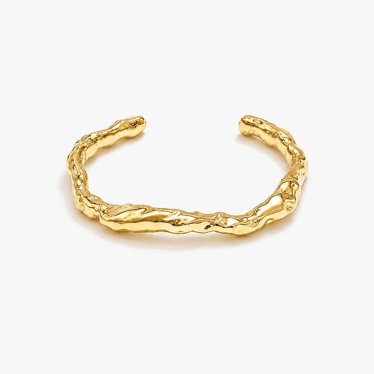 Brazalete Abierto Con Textura Enchapado En Oro 18K Brazalete 02 ZAPRINI 