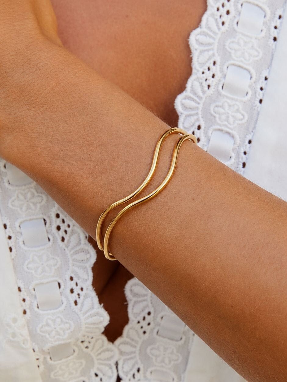 Brazalete Abierto Doble Enchapado En Oro 18K Brazalete 05 ZAPRINI Oro 
