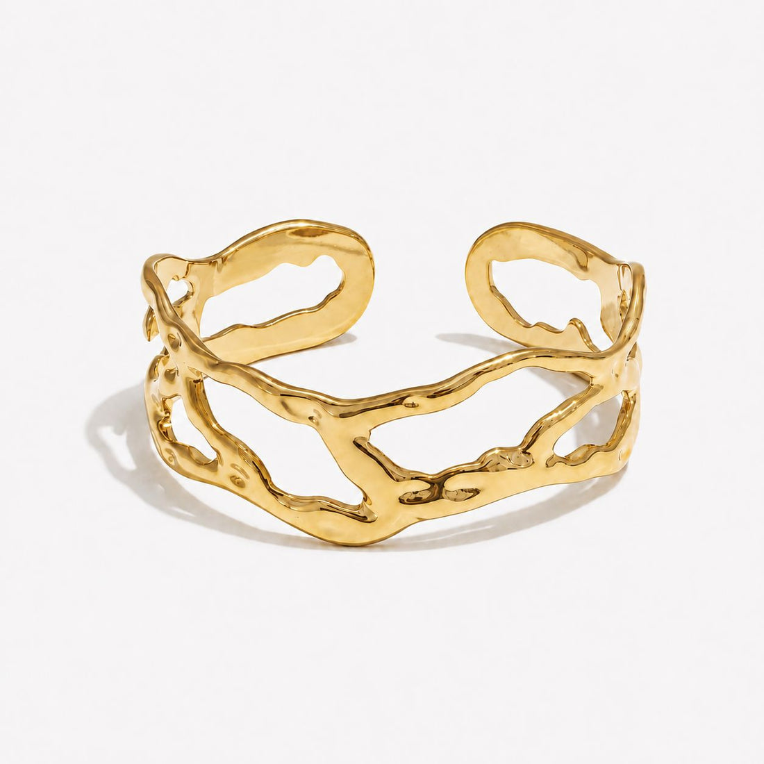 Brazalete Ancho Hueco Enchapado En Oro 18K Brazalete 06 ZAPRINI 