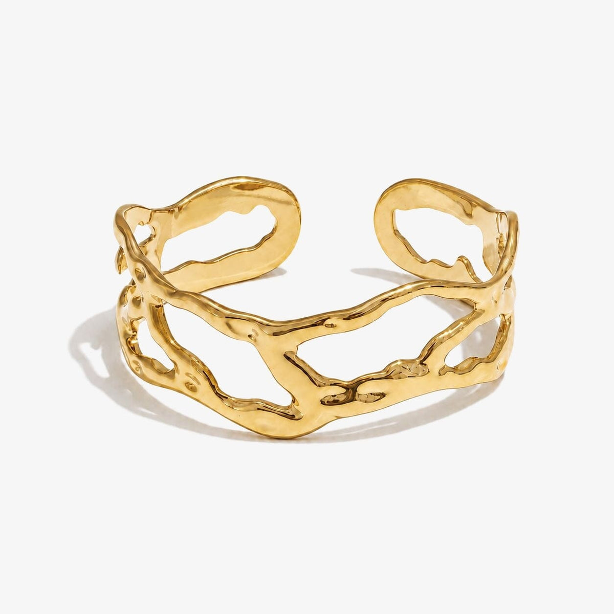 Brazalete Ancho Hueco Enchapado En Oro 18K Brazalete 06 ZAPRINI 