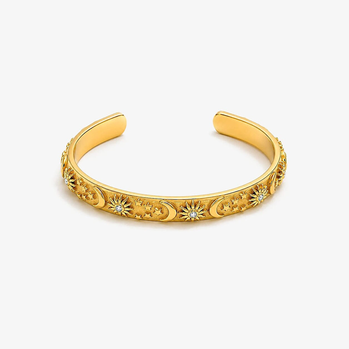 Brazalete Con Forma De Luna, Estrella y Sol Enchapado En Oro 18K Brazalete 07 ZAPRINI 