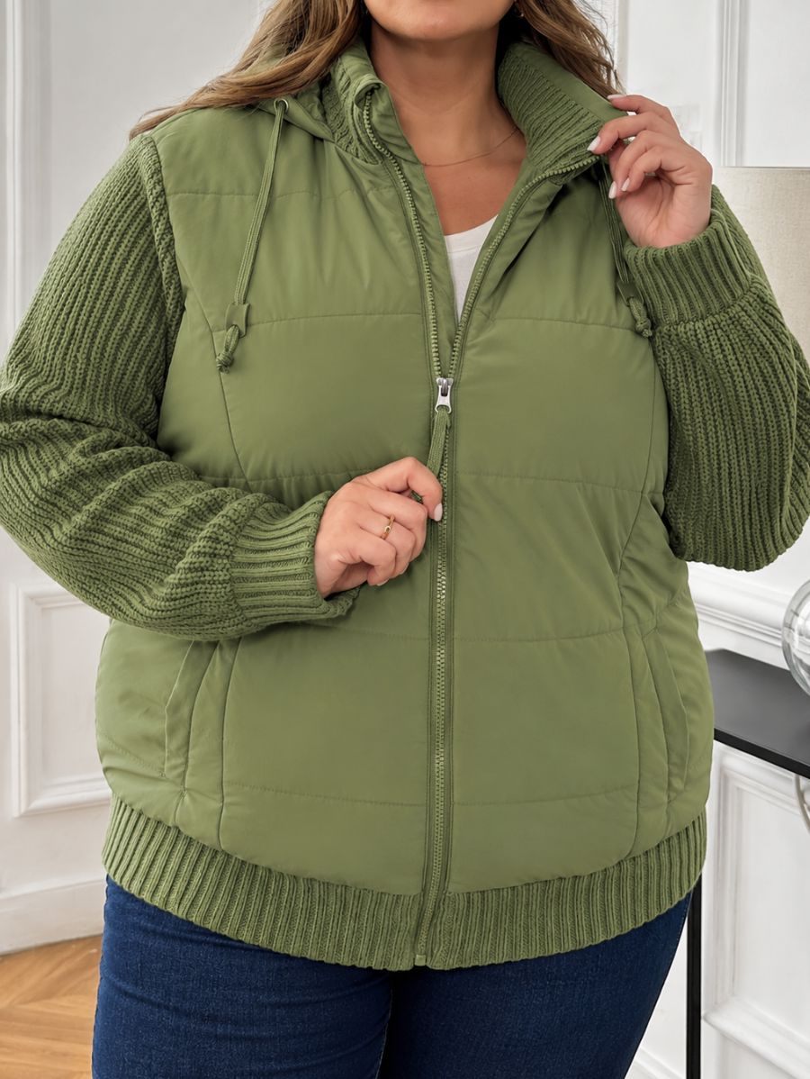 CAMPERA ACOLCHADA CON MANGAS DE PUNTO PLUS SIZE Campera Plus Size 09 ZAPRINI Verde 1XL 