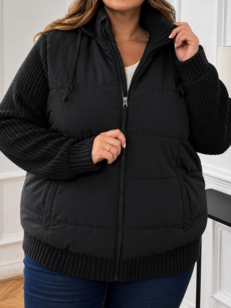 CAMPERA ACOLCHADA CON MANGAS DE PUNTO PLUS SIZE Campera Plus Size 09 ZAPRINI Negro 1XL 