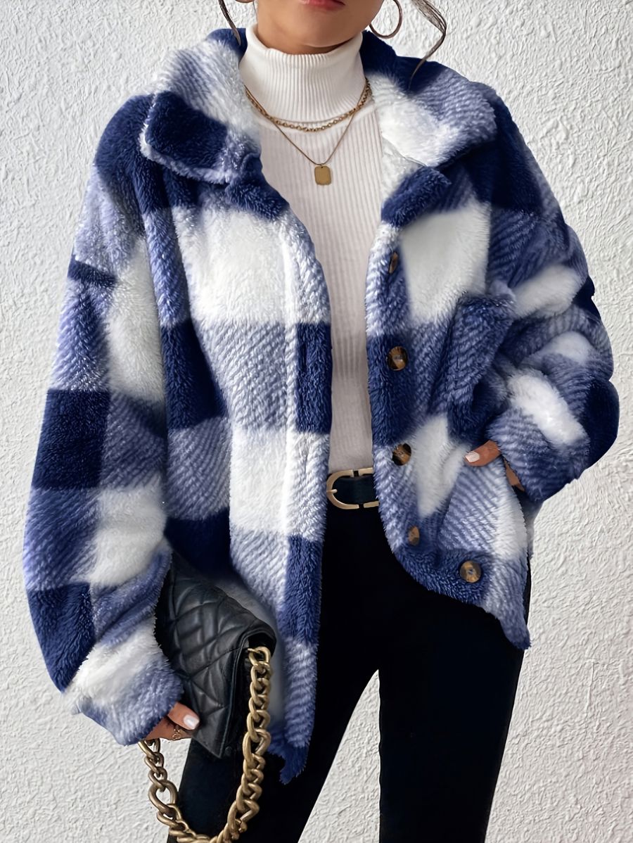CAMPERA A CUADROS CON BOLSILLO Campera 15 ZAPRINI Azul S 