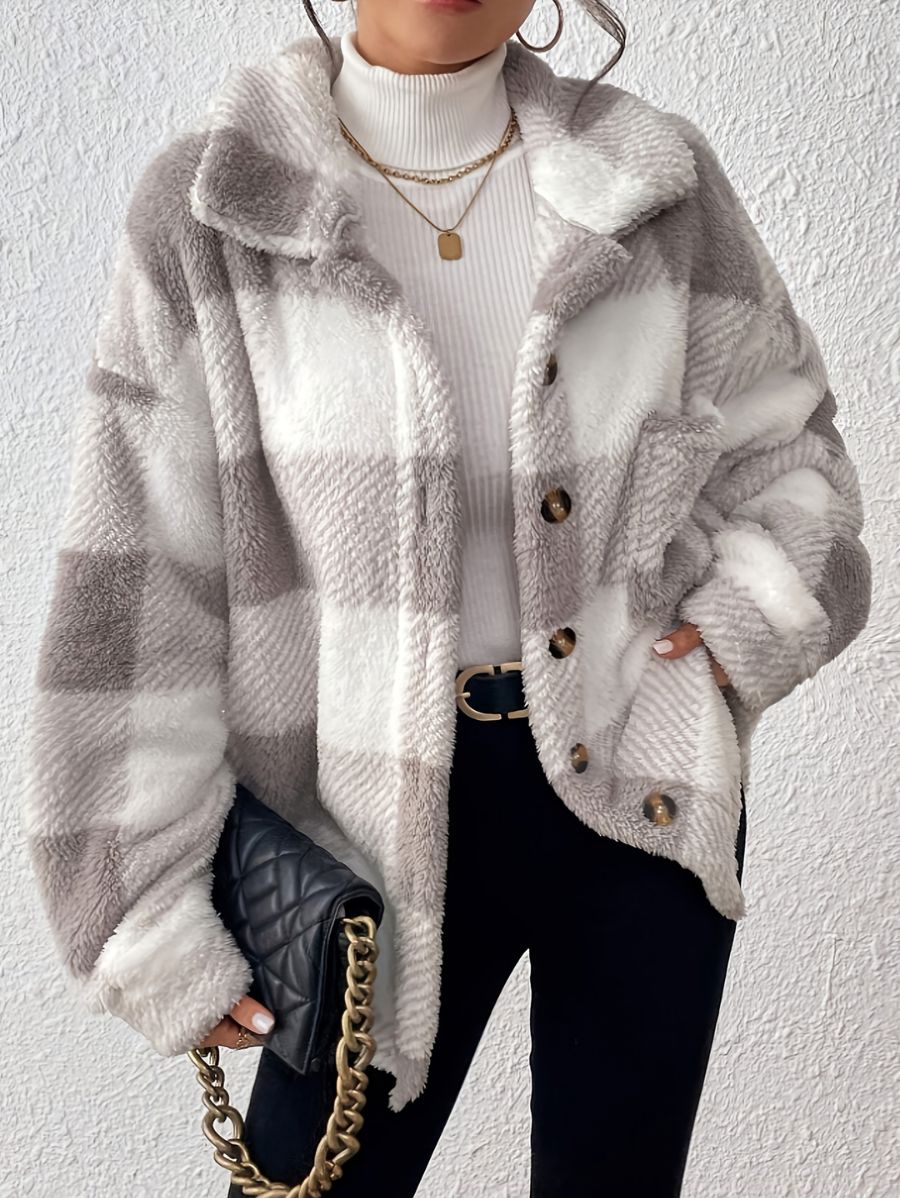 CAMPERA A CUADROS CON BOLSILLO Campera 15 ZAPRINI Gris S 