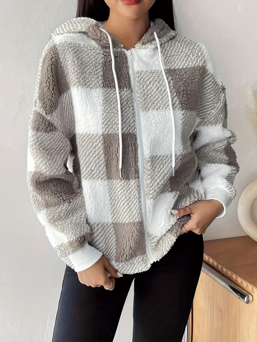 CAMPERA A CUADROS CON CAPUCHA Campera 32 ZAPRINI 