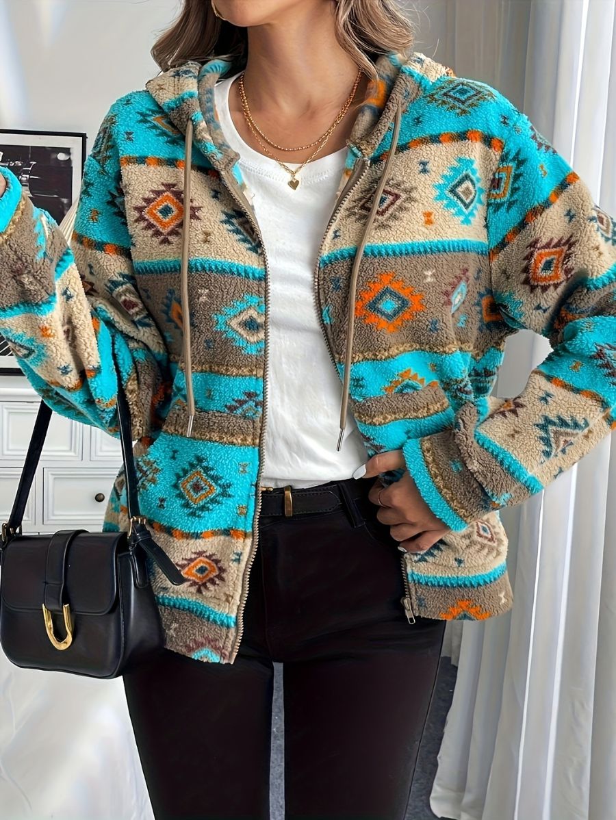 CAMPERA AFELPADA CON CAPUCHA Y ESTAMPADO Campera 25 ZAPRINI 