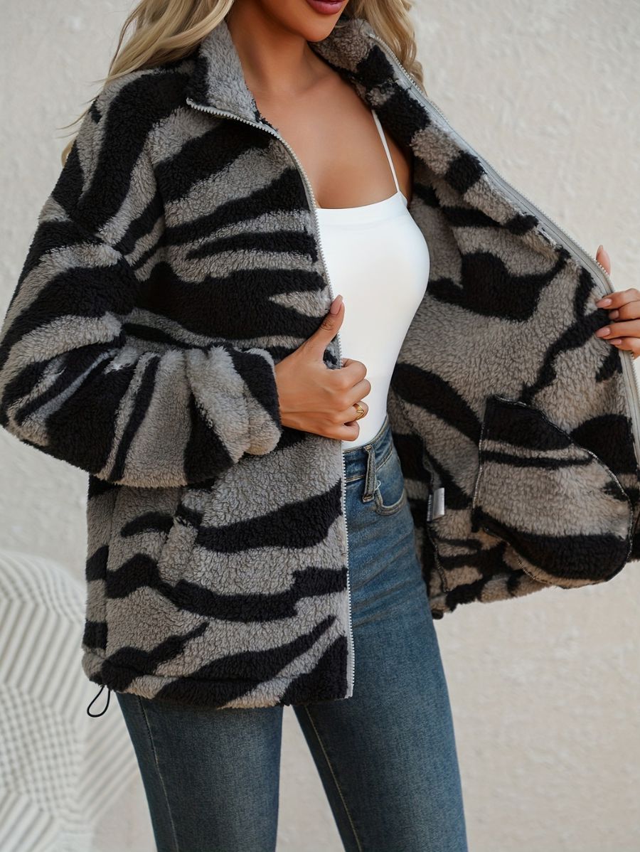 CAMPERA AFELPADA CON ESTAMPADO DE CEBRA Campera 24 ZAPRINI 