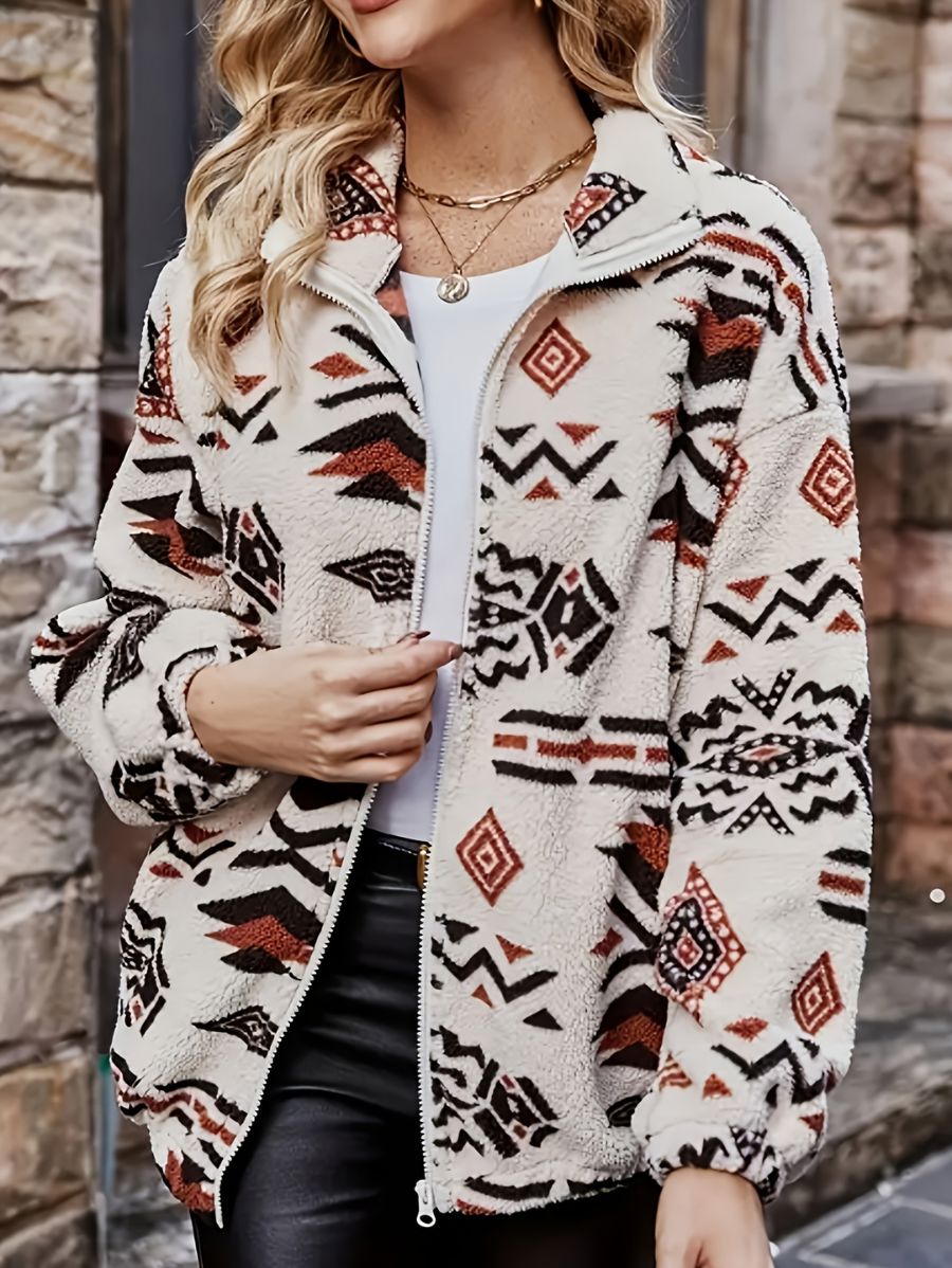 CAMPERA AFELPADA CON ESTAMPADO GEOMÉTRICO Campera 18 ZAPRINI S 