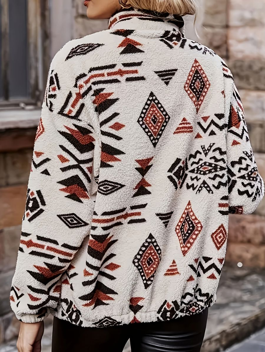CAMPERA AFELPADA CON ESTAMPADO GEOMÉTRICO Campera 18 ZAPRINI 