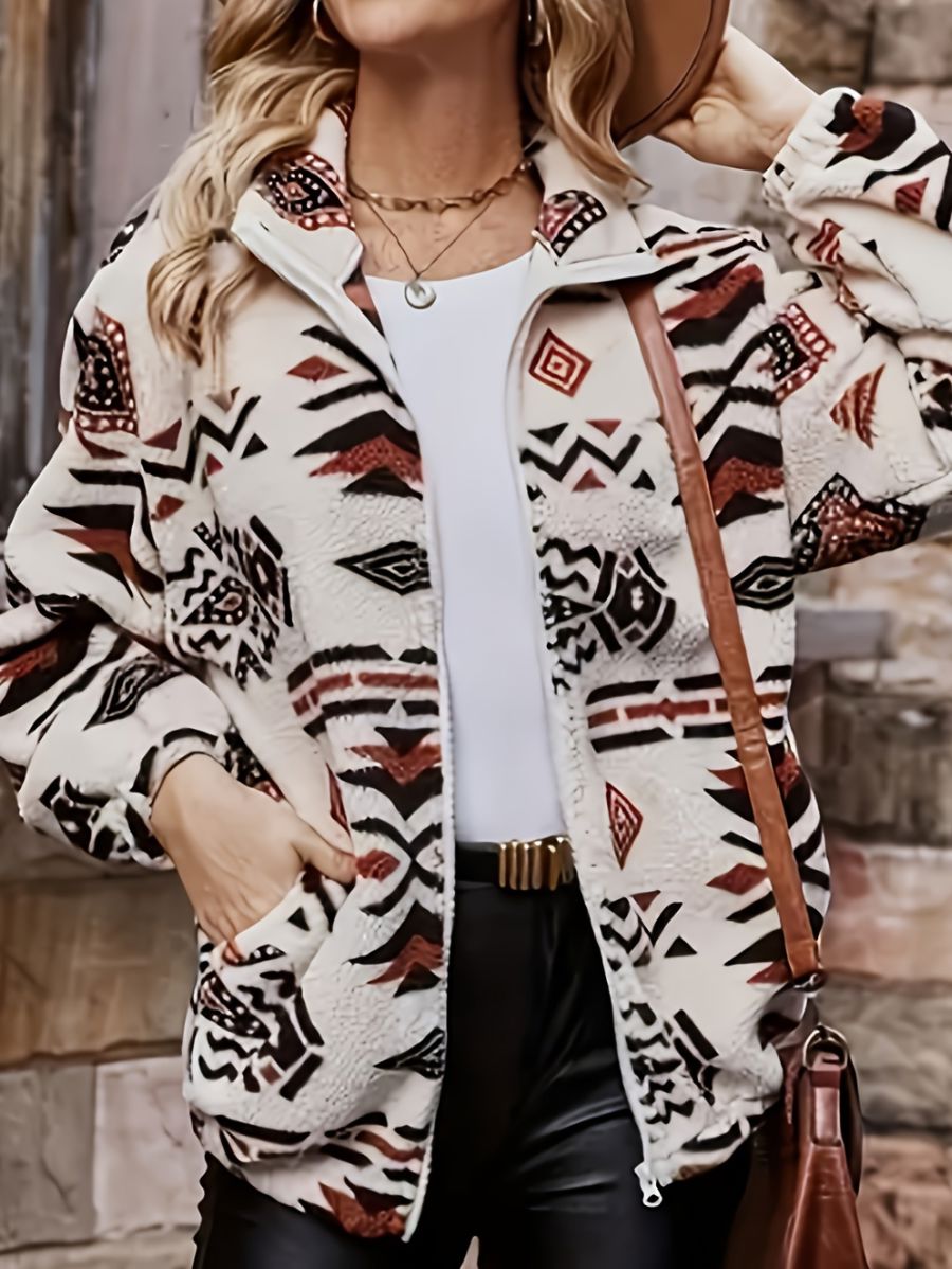 CAMPERA AFELPADA CON ESTAMPADO GEOMÉTRICO Campera 18 ZAPRINI 