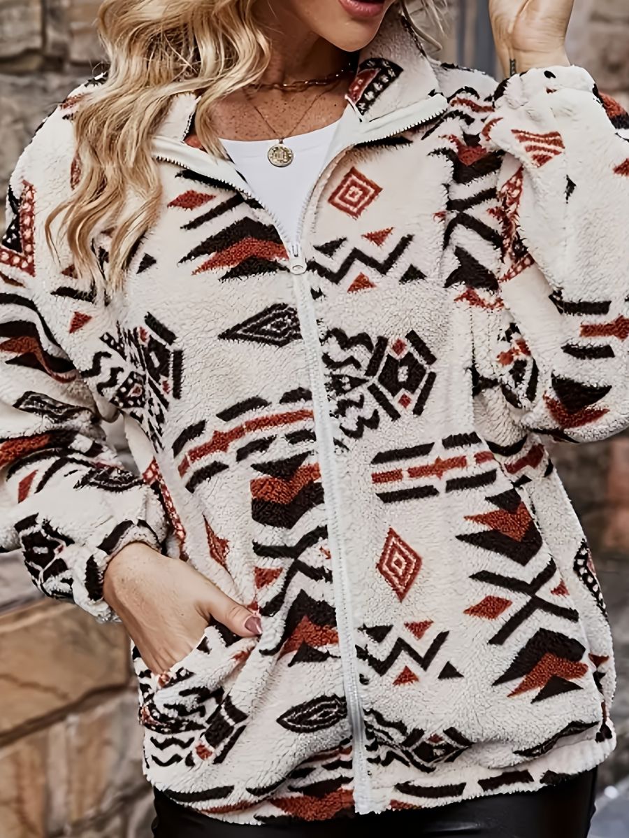 CAMPERA AFELPADA CON ESTAMPADO GEOMÉTRICO Campera 18 ZAPRINI 