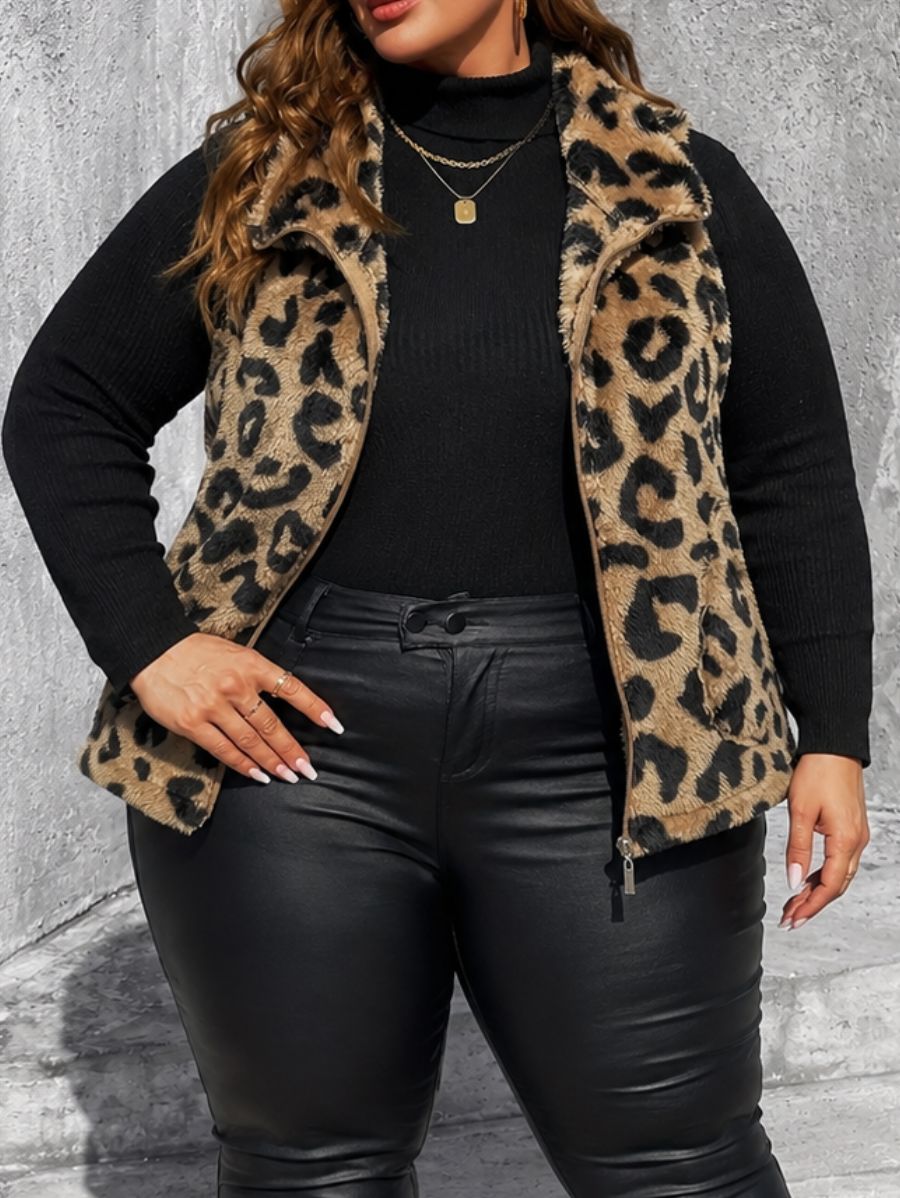 CAMPERA AFELPADA CON ESTAMPADO LEOPARDO PLUS SIZE Campera Plus Size 01 ZAPRINI 