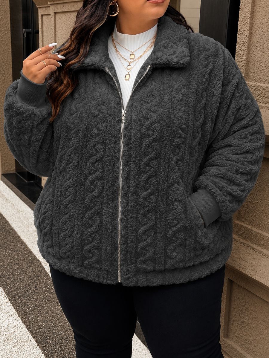 CAMPERA CON CUELLO AFELPADA PLUS SIZE Campera Plus Size 11 ZAPRINI Gris 1XL 