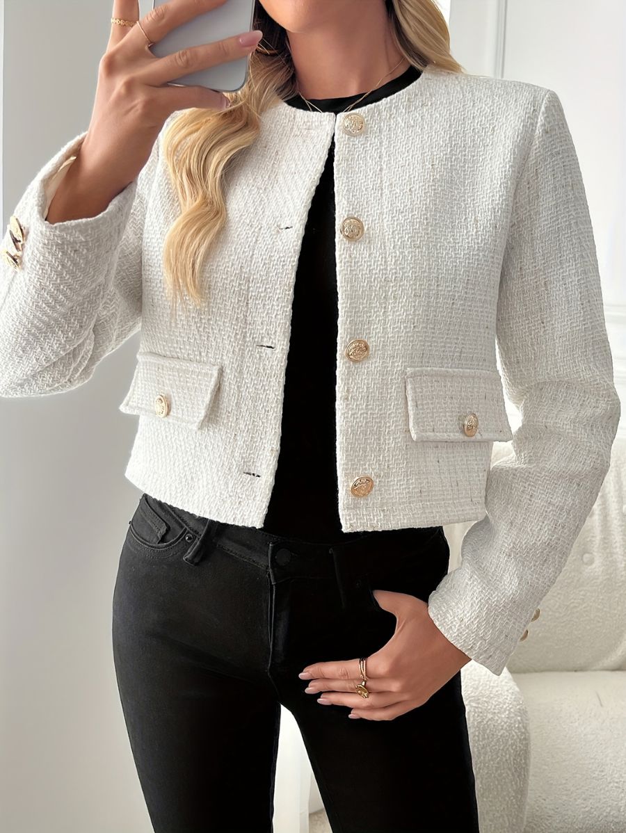 CAMPERA CON CUELLO REDONDO Y BOTONES DORADOS Campera 28 ZAPRINI S 